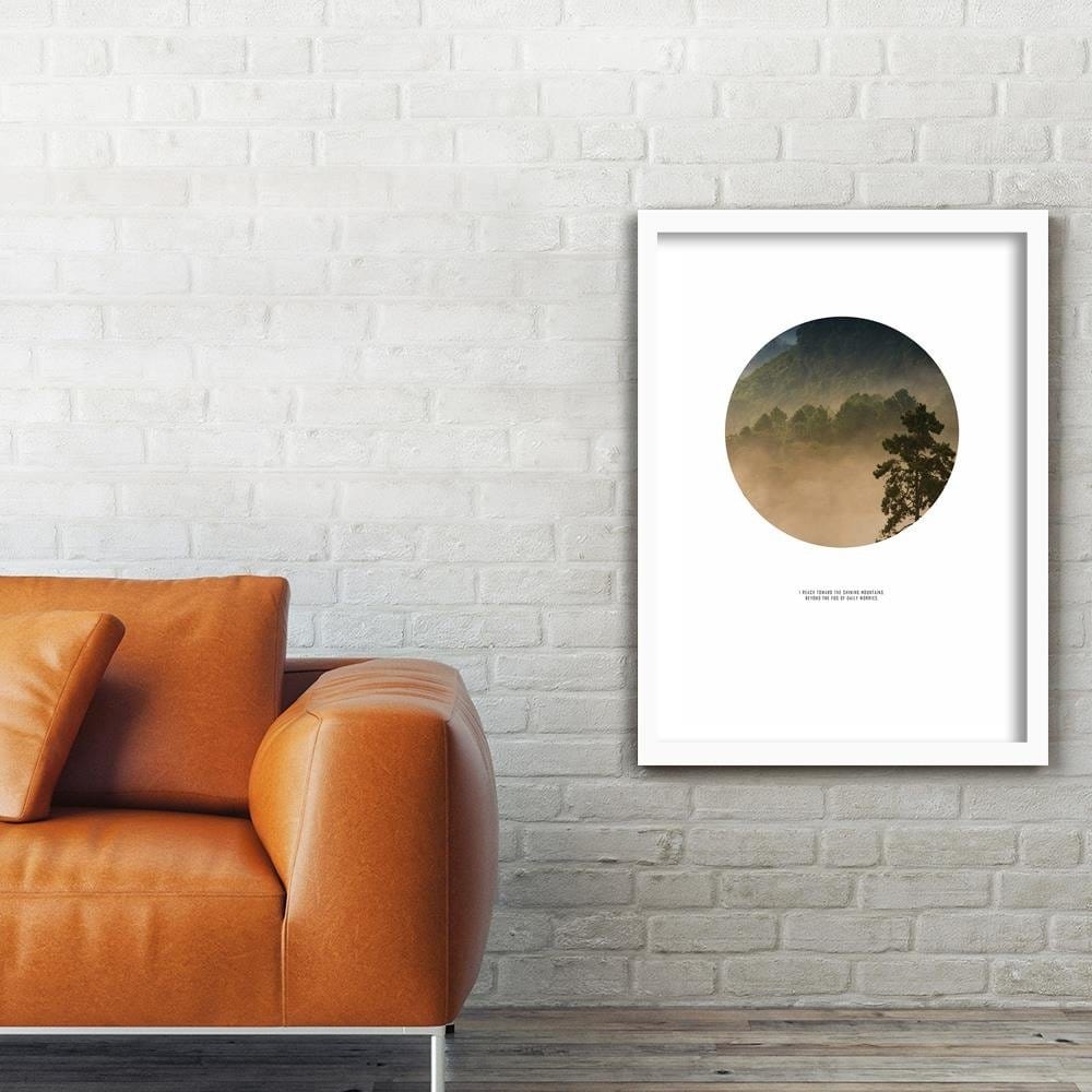 Glezna baltā rāmī - Forest In A Circle Home Trends DECO