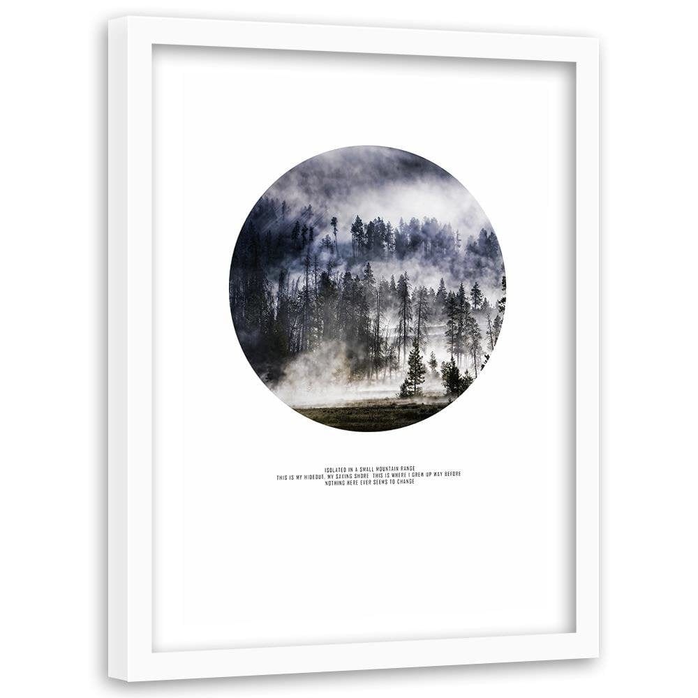 Glezna baltā rāmī - Forest In Smoke Home Trends DECO