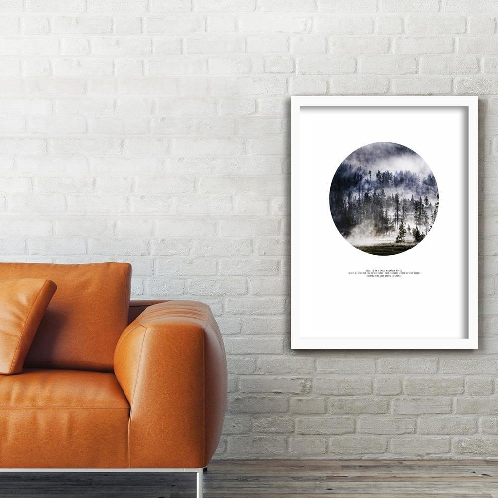 Glezna baltā rāmī - Forest In Smoke Home Trends DECO