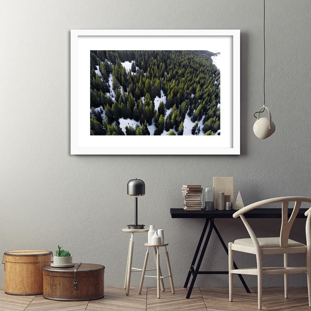 Glezna baltā rāmī - Forest In Snow Home Trends DECO
