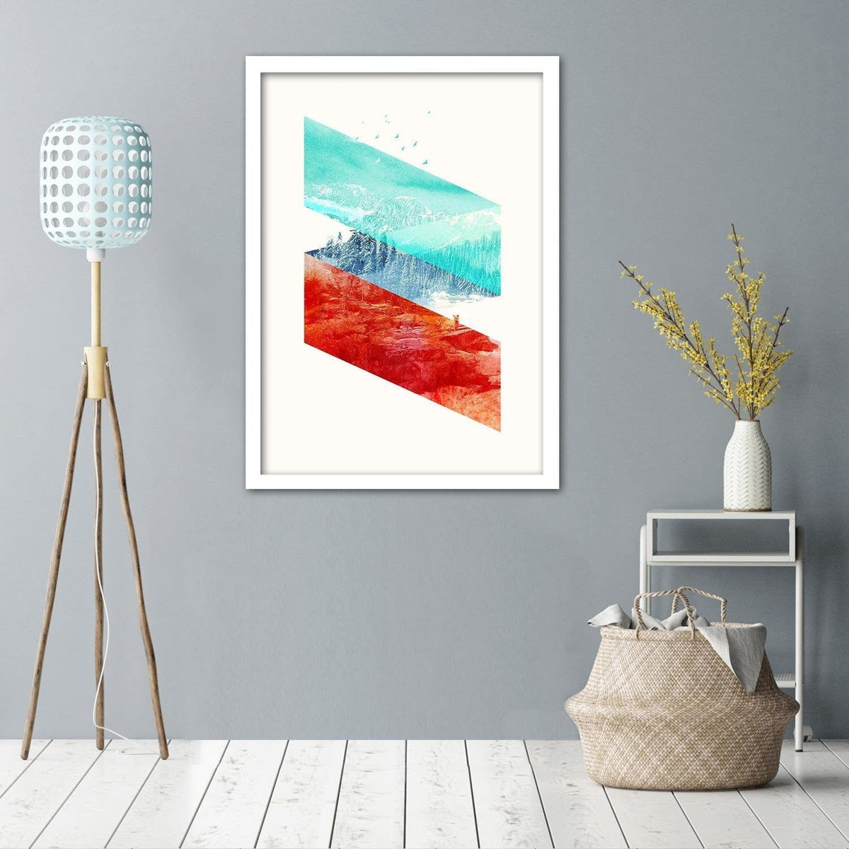 Glezna baltā rāmī - Forest Land Home Trends DECO