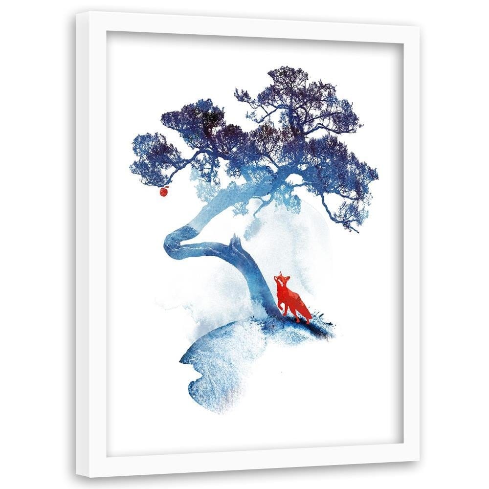 Glezna baltā rāmī - Fox And An Apple  Home Trends DECO
