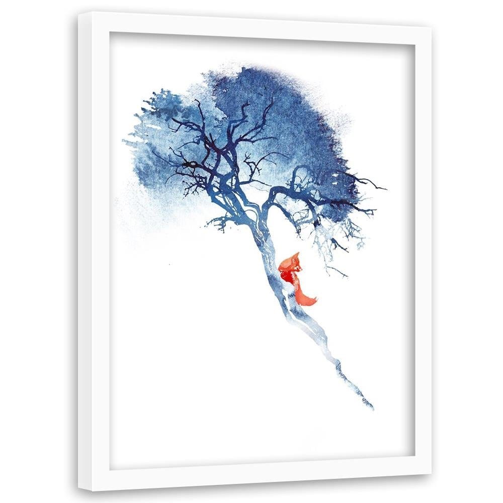 Glezna baltā rāmī - Fox On The Tree  Home Trends DECO