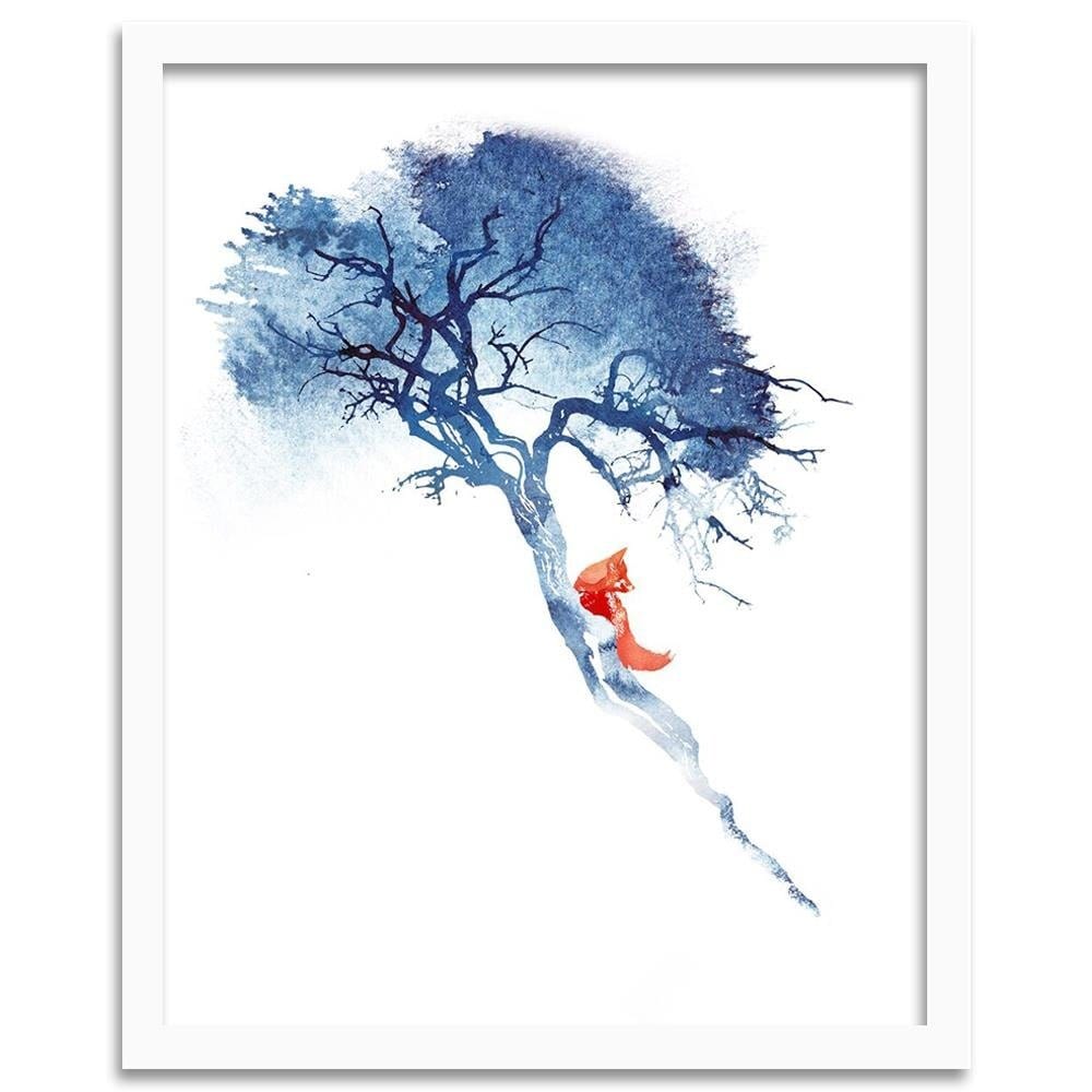 Glezna baltā rāmī - Fox On The Tree  Home Trends DECO