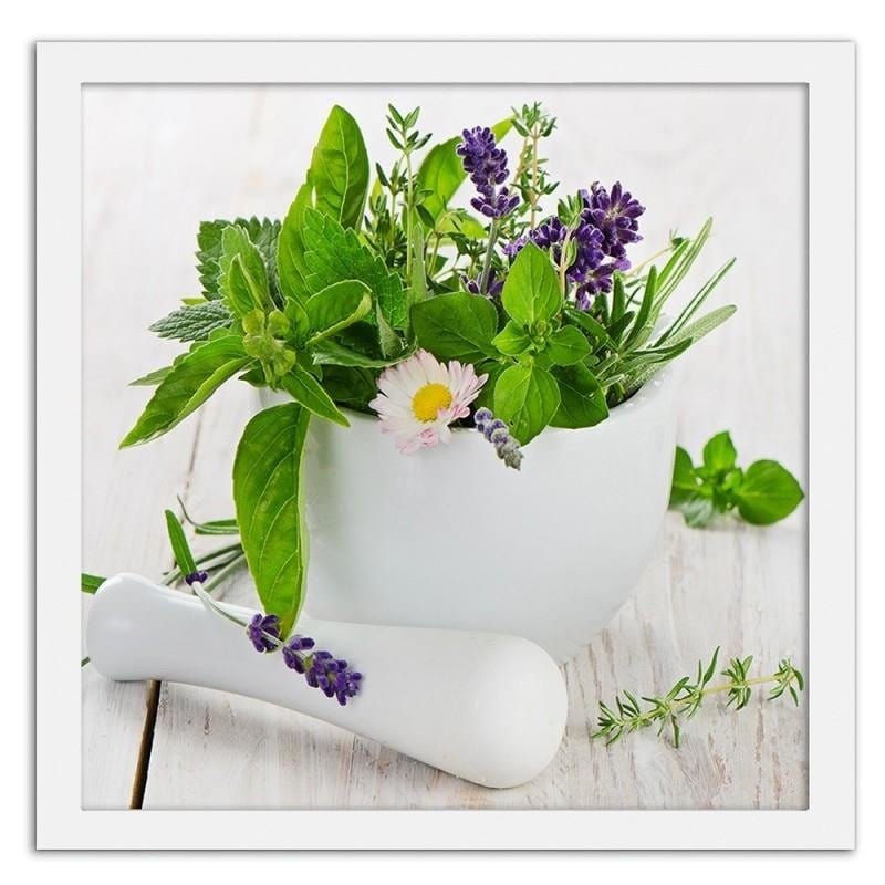 Glezna baltā rāmī - Fresh herbs Home Trends DECO