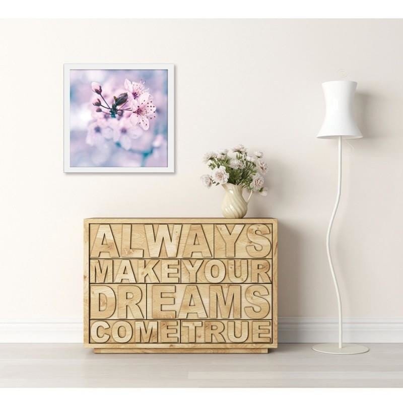 Glezna baltā rāmī - Fruit tree branch with pink flowers Home Trends DECO