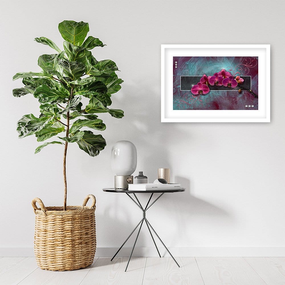 Glezna baltā rāmī - Fuchsia Orchid Home Trends DECO