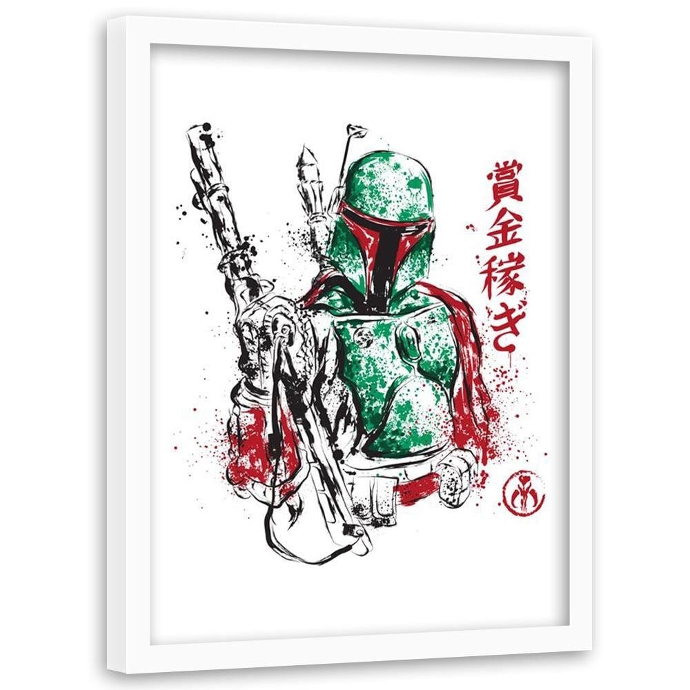 Glezna baltā rāmī - Galactic Assassin Green  Home Trends DECO