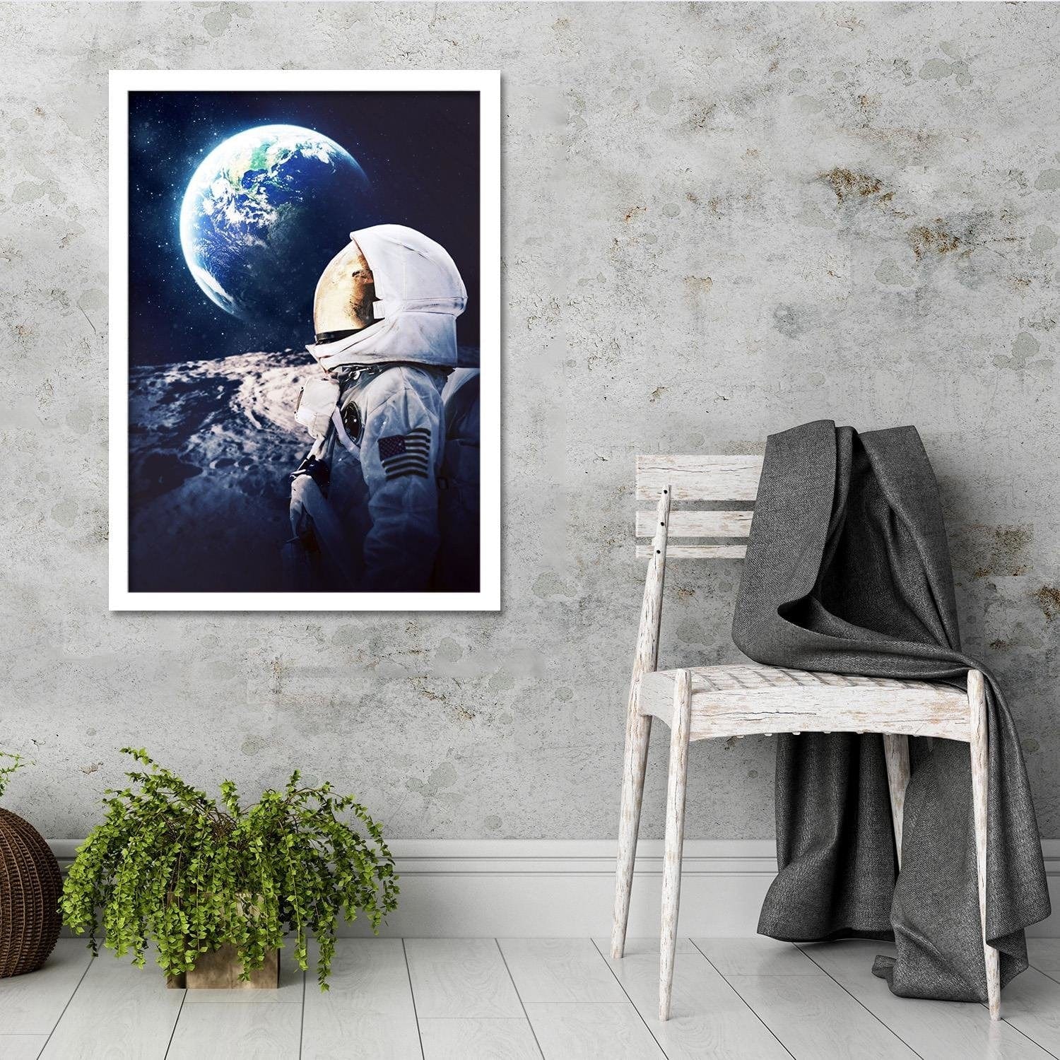 Glezna baltā rāmī - Galaxy Art Print Blue  Home Trends DECO