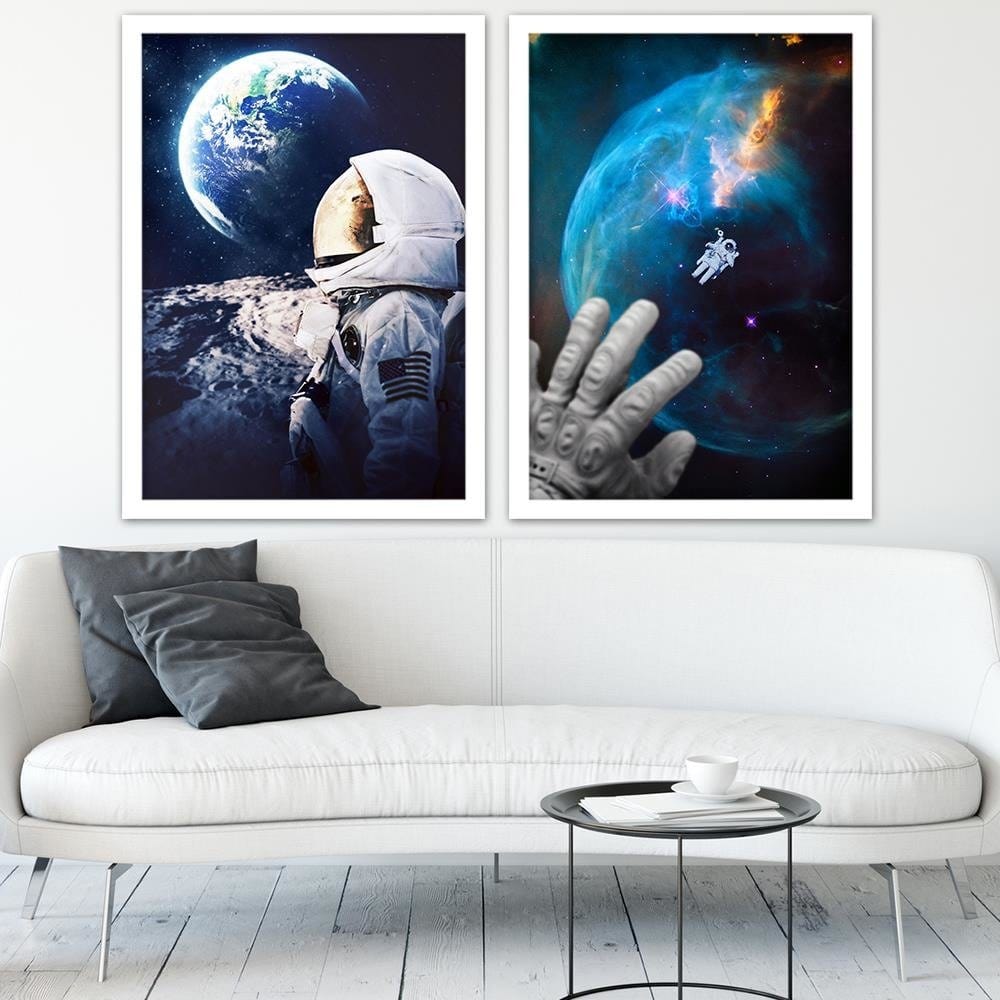 Glezna baltā rāmī - Galaxy Art Print Blue  Home Trends DECO
