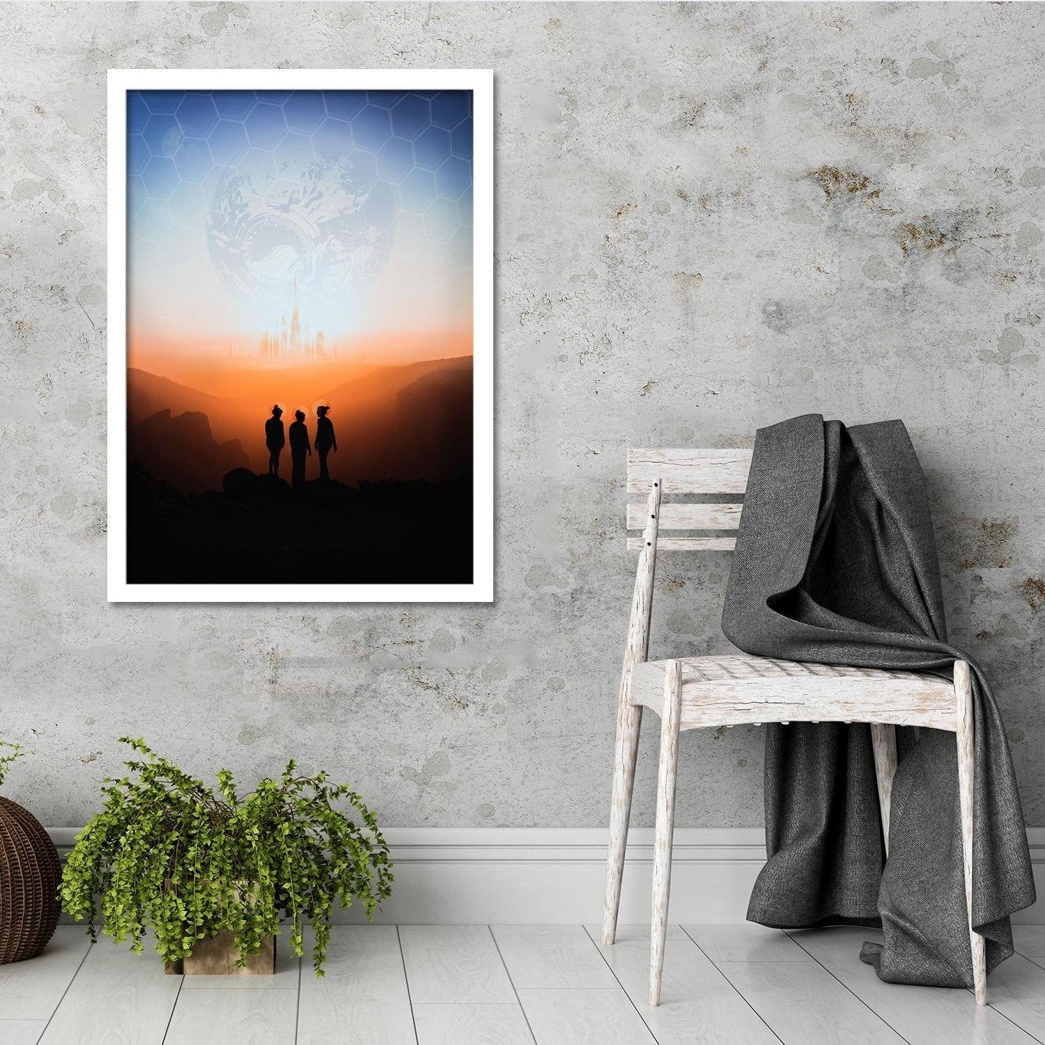 Glezna baltā rāmī - Galaxy Painting Orange  Home Trends DECO