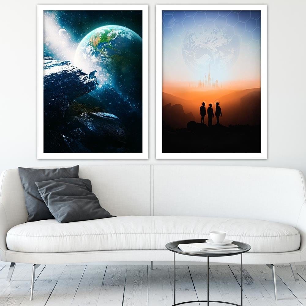 Glezna baltā rāmī - Galaxy Painting Orange  Home Trends DECO