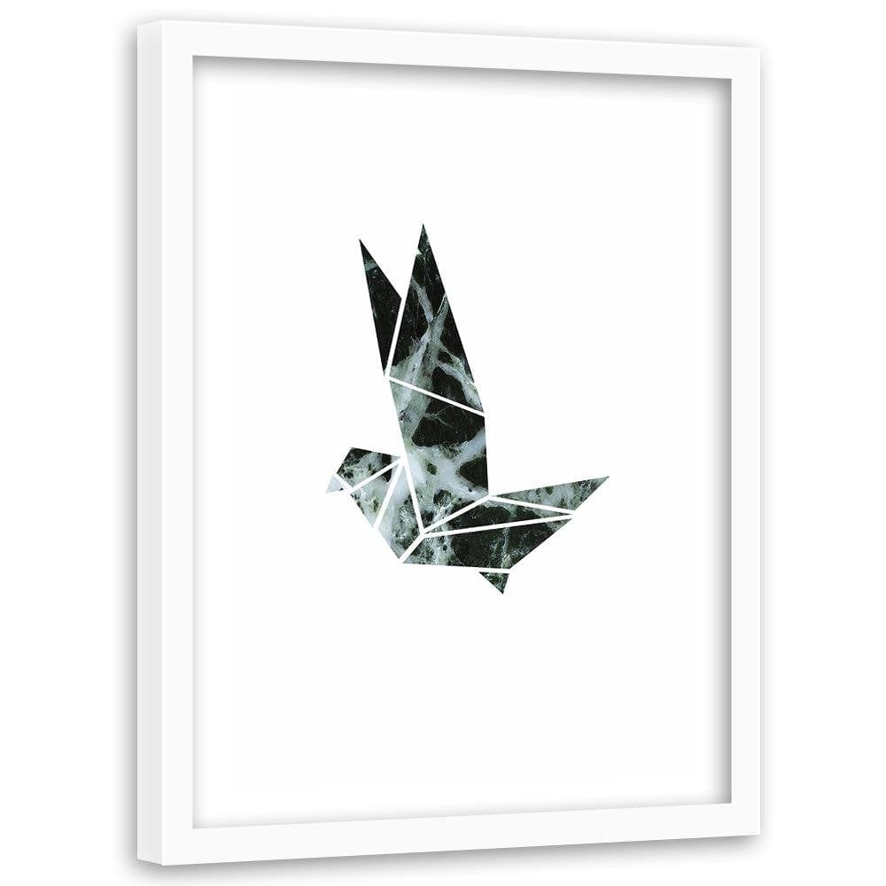 Glezna baltā rāmī - Geometric Bird Home Trends DECO