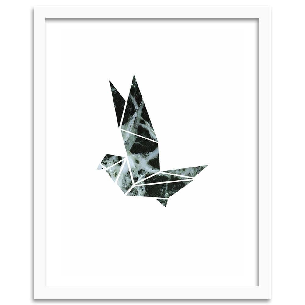 Glezna baltā rāmī - Geometric Bird Home Trends DECO