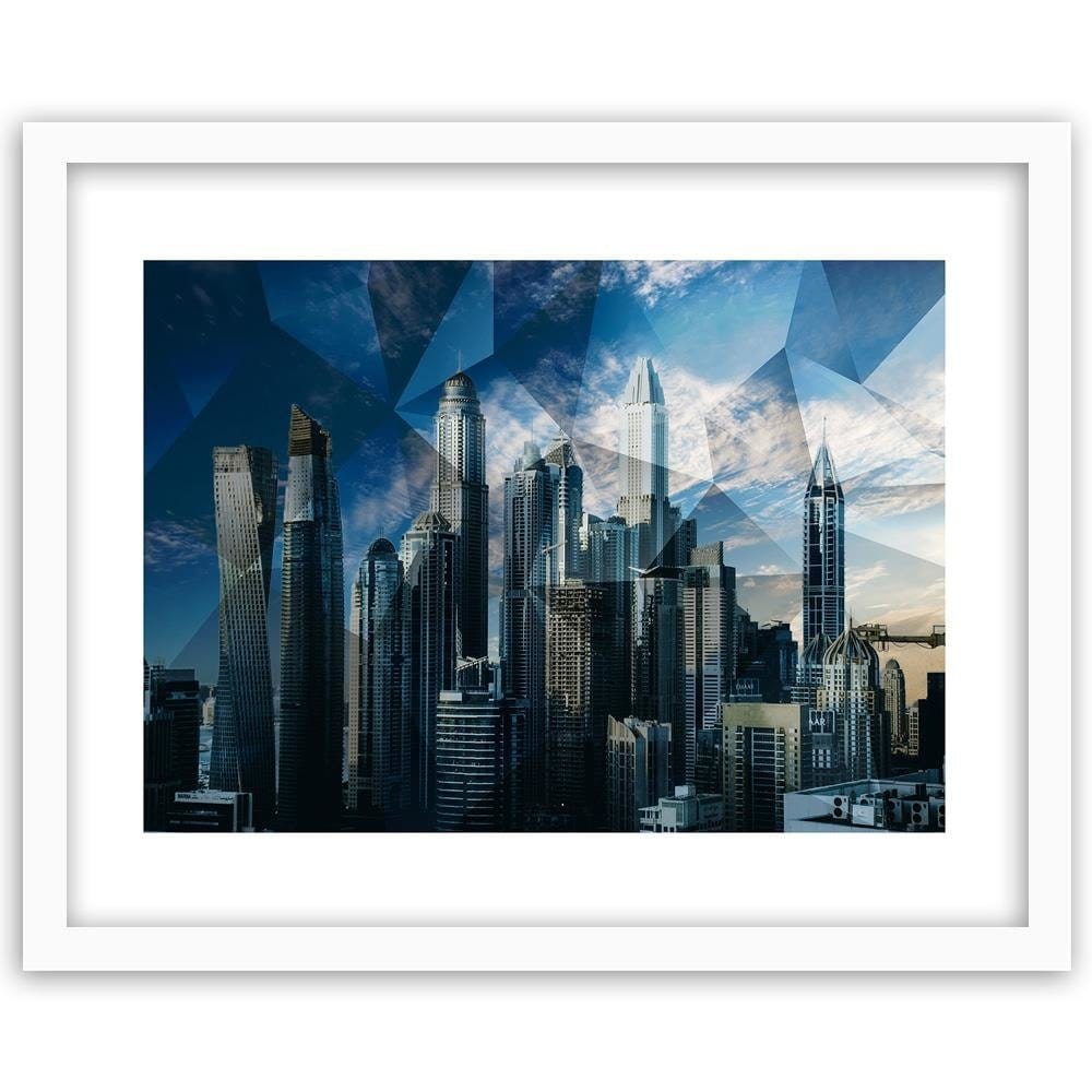 Glezna baltā rāmī - Geometric City 1 Home Trends DECO