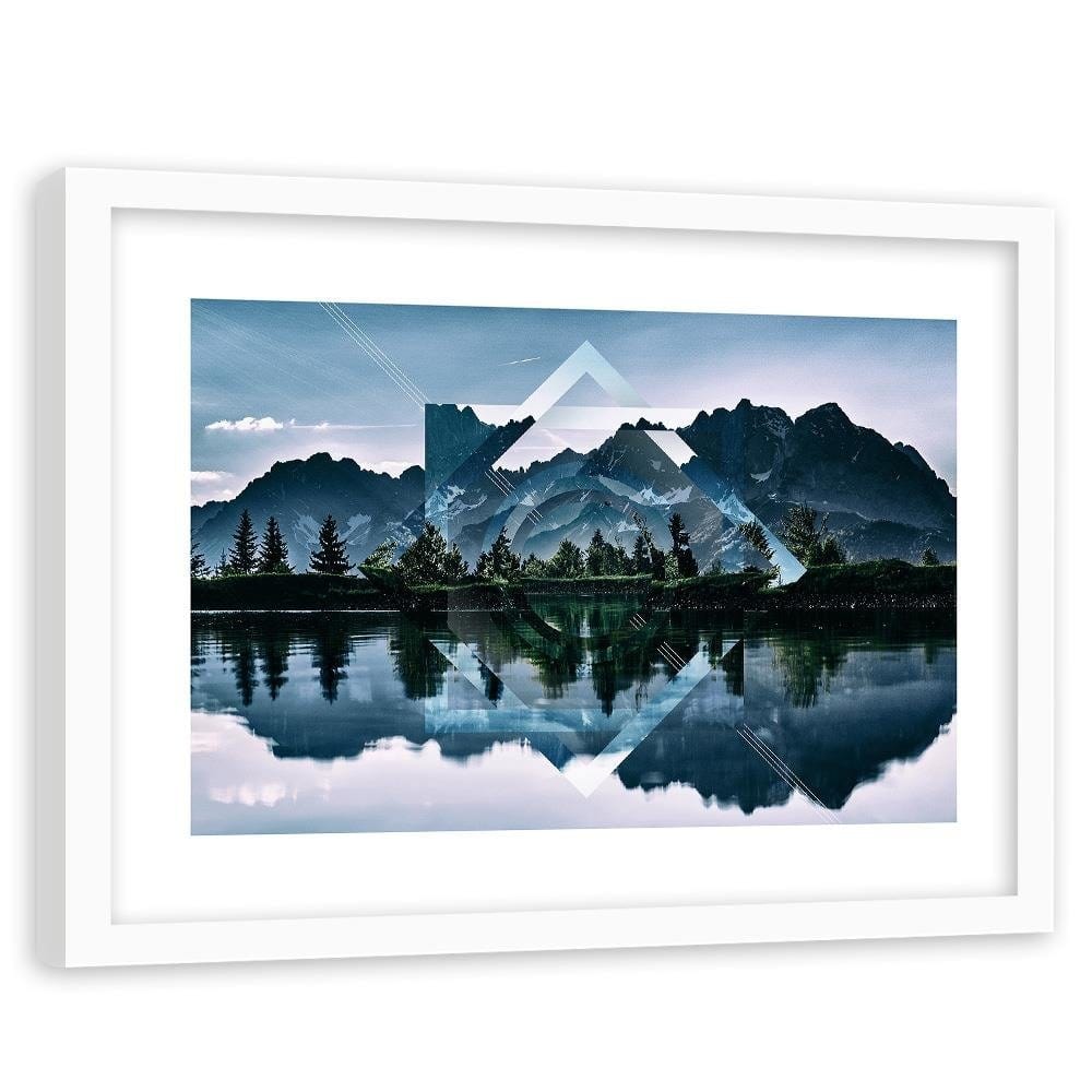 Glezna baltā rāmī - Geometric Landscape With Figures Of 1  Home Trends DECO