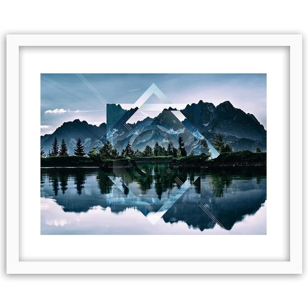 Glezna baltā rāmī - Geometric Landscape With Figures Of 1  Home Trends DECO