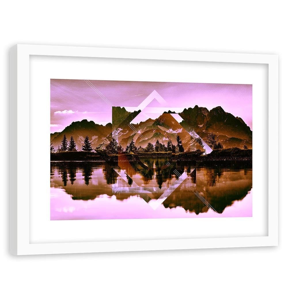 Glezna baltā rāmī - Geometric Landscape With Figures Of 2  Home Trends DECO