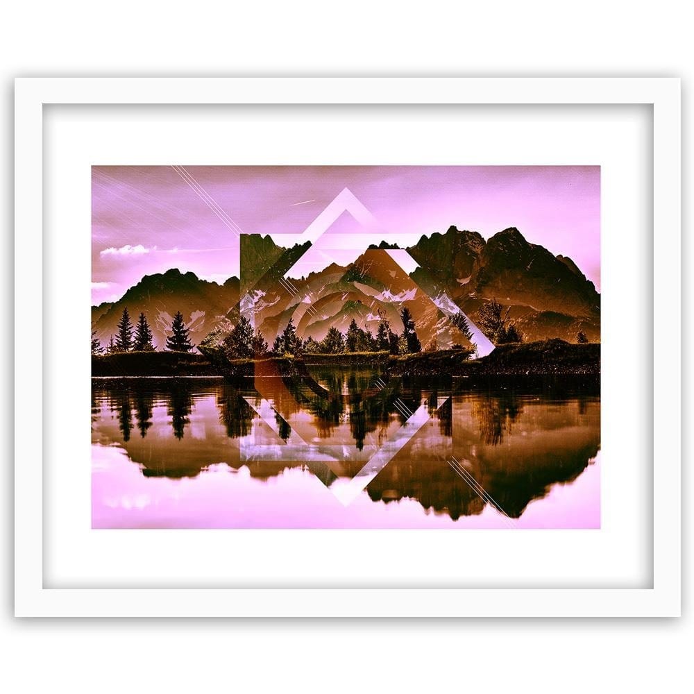 Glezna baltā rāmī - Geometric Landscape With Figures Of 2  Home Trends DECO