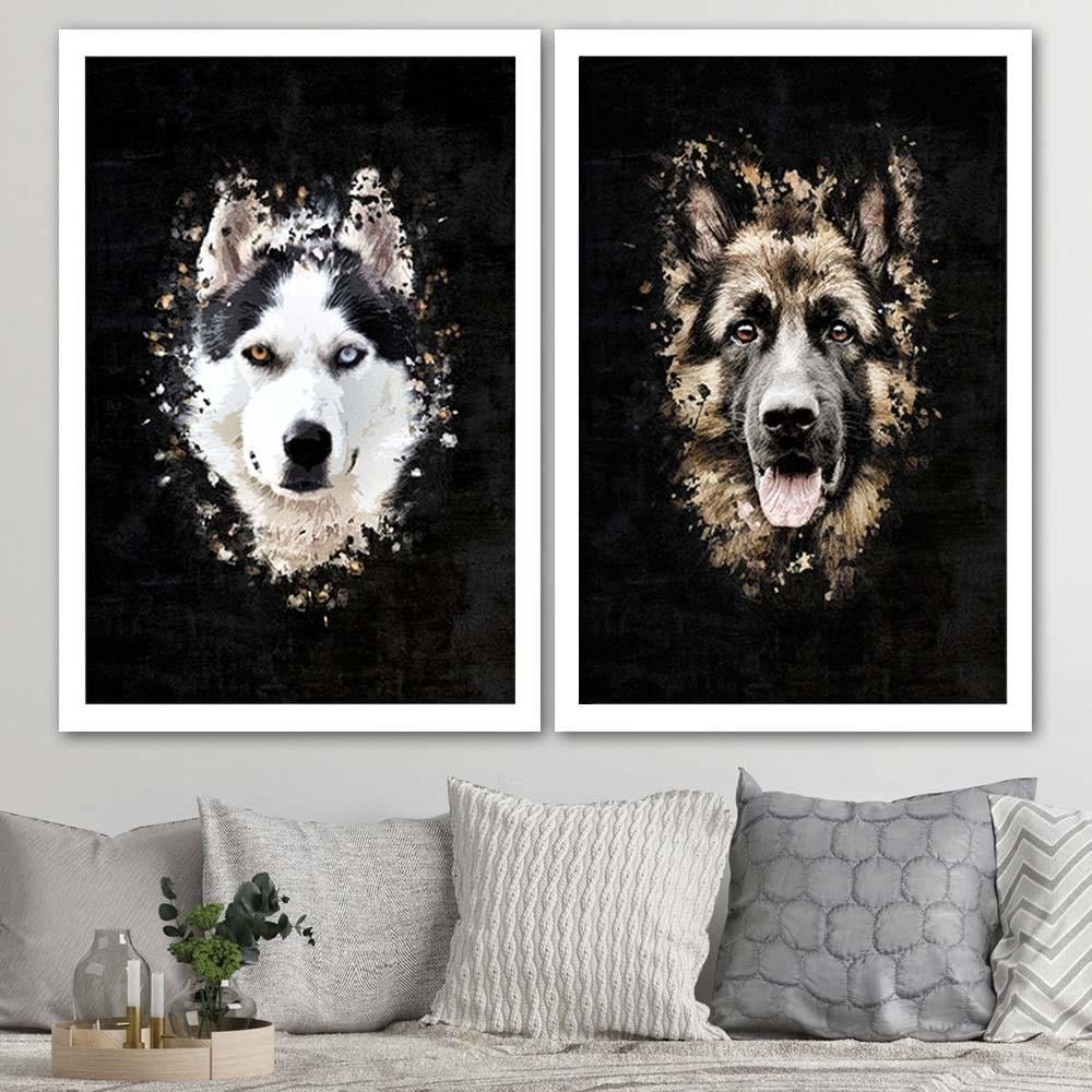 Glezna baltā rāmī - German Shepherd Home Trends DECO
