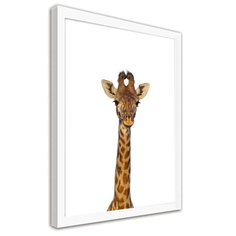 Glezna baltā rāmī - Giraffe portrait Home Trends DECO