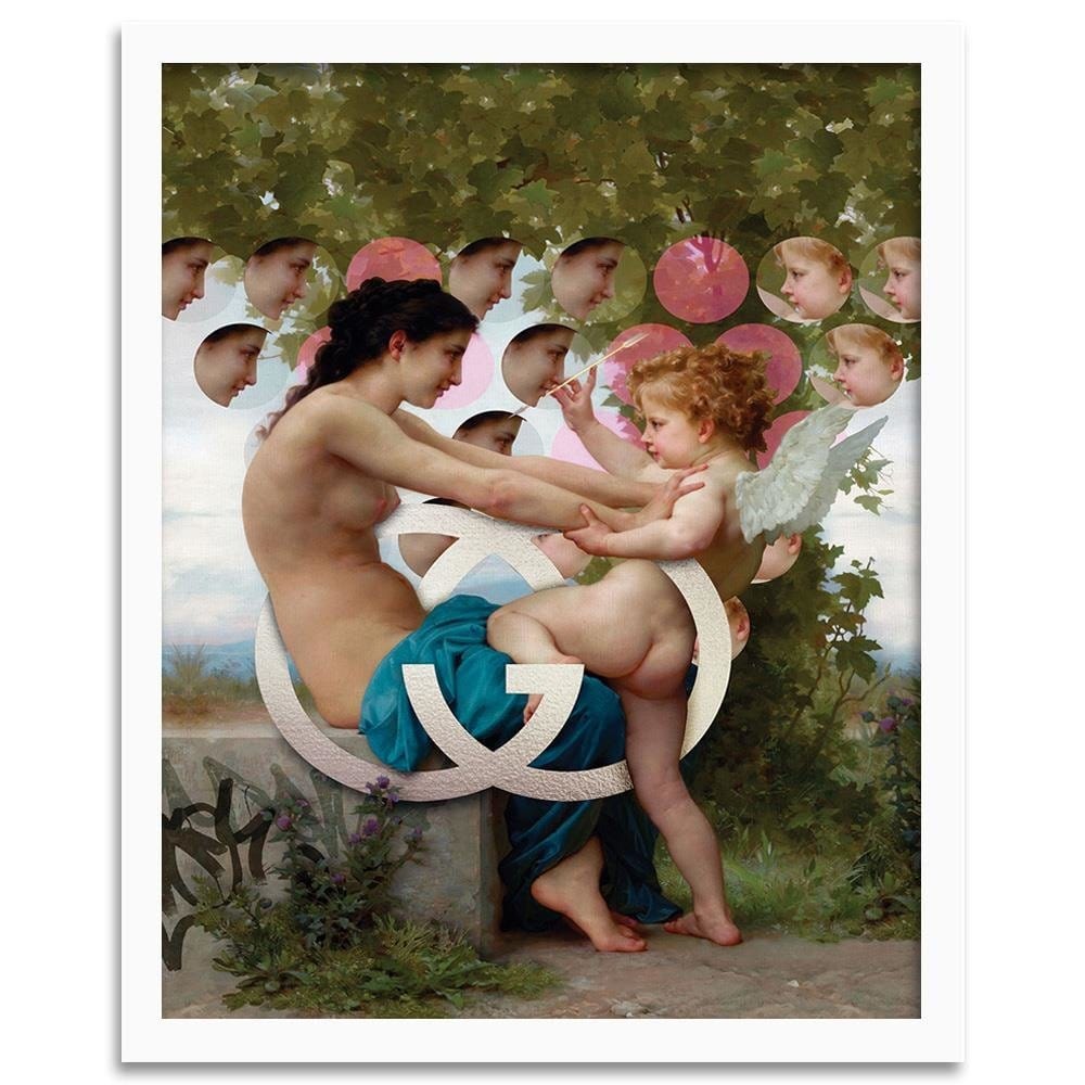 Glezna baltā rāmī - Girl And Cupid Home Trends DECO