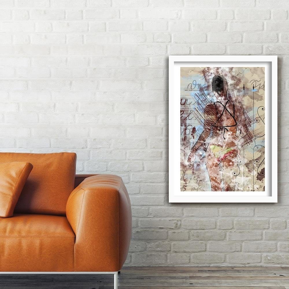 Glezna baltā rāmī - Girl In Bikini Home Trends DECO