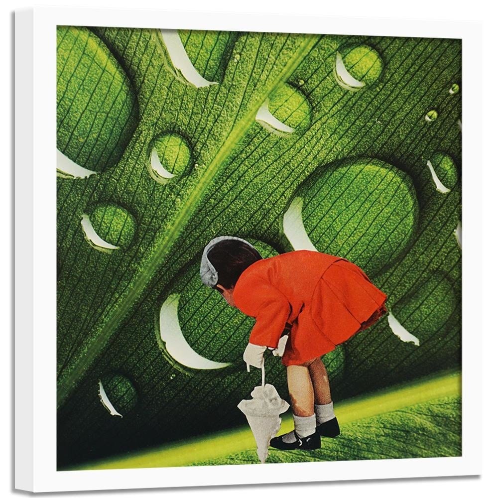 Glezna baltā rāmī - Girl In Red Garsonce Home Trends DECO