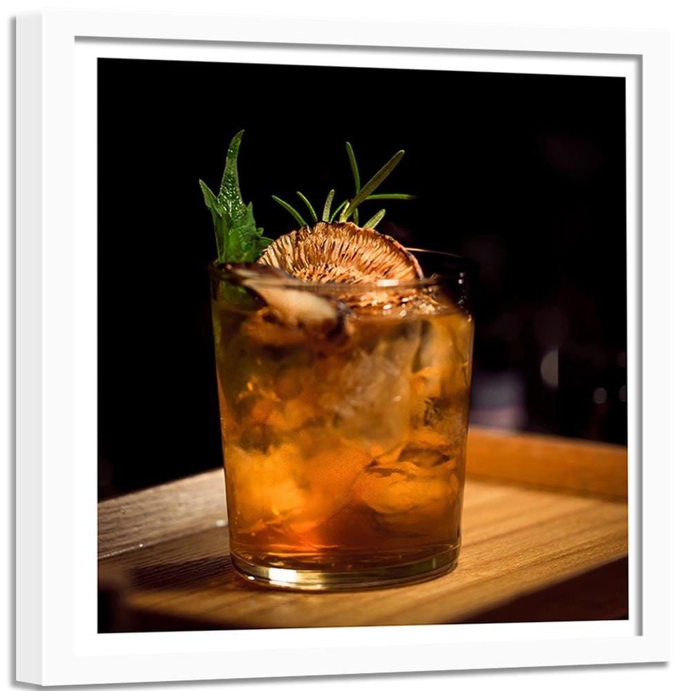 Glezna baltā rāmī - Glass Of Drink Home Trends DECO