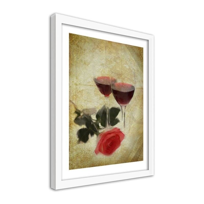 Glezna baltā rāmī - Glasses of wine and rose Home Trends DECO
