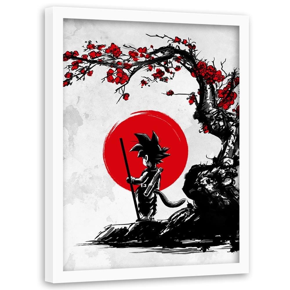 Glezna baltā rāmī - Goku And The Red Moon Home Trends DECO