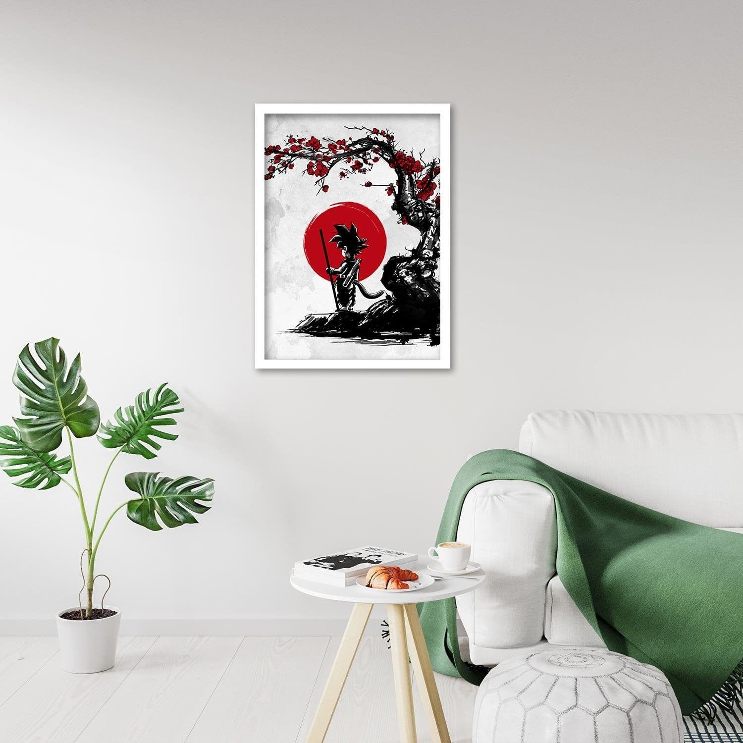 Glezna baltā rāmī - Goku And The Red Moon Home Trends DECO