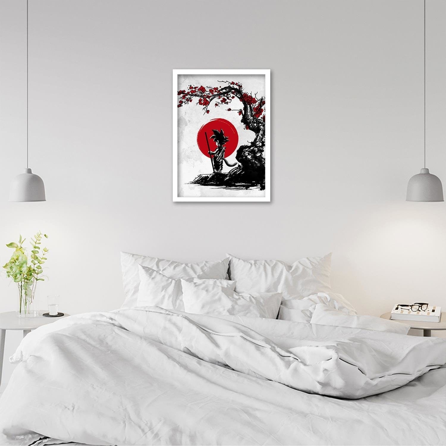 Glezna baltā rāmī - Goku And The Red Moon Home Trends DECO