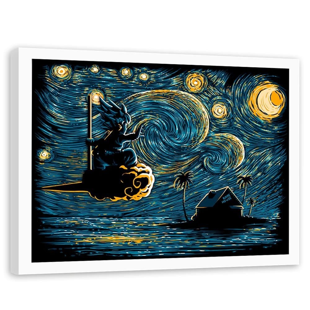 Glezna baltā rāmī - Goku On The Cloud Home Trends DECO