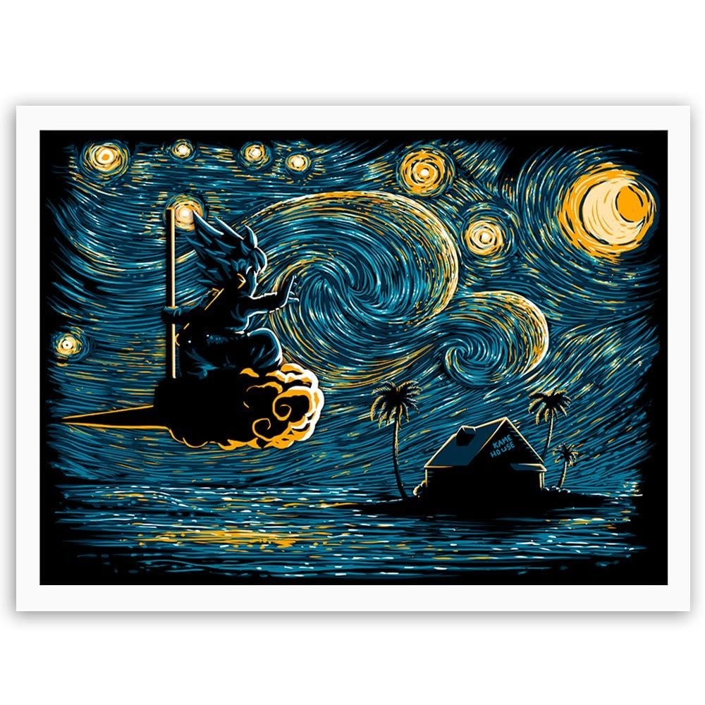 Glezna baltā rāmī - Goku On The Cloud Home Trends DECO
