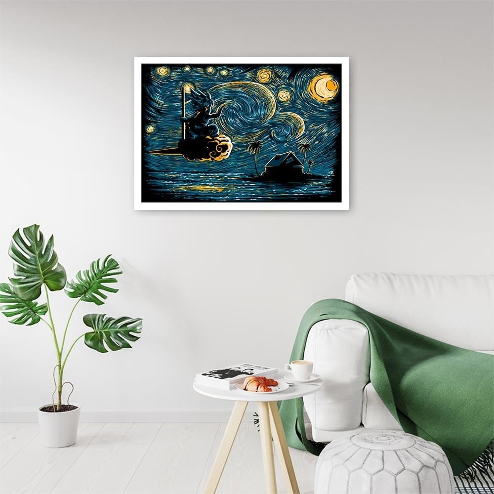 Glezna baltā rāmī - Goku On The Cloud Home Trends DECO