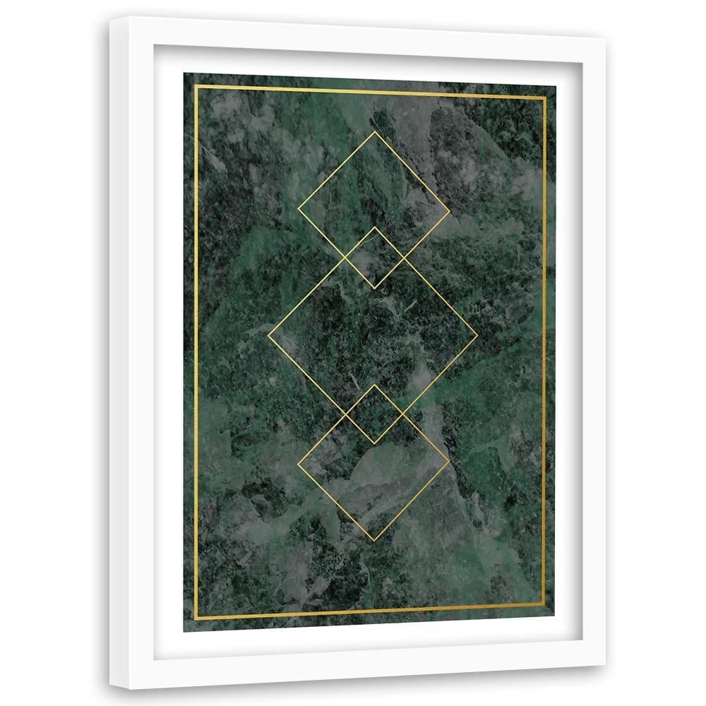 Glezna baltā rāmī - Gold Squares Home Trends DECO