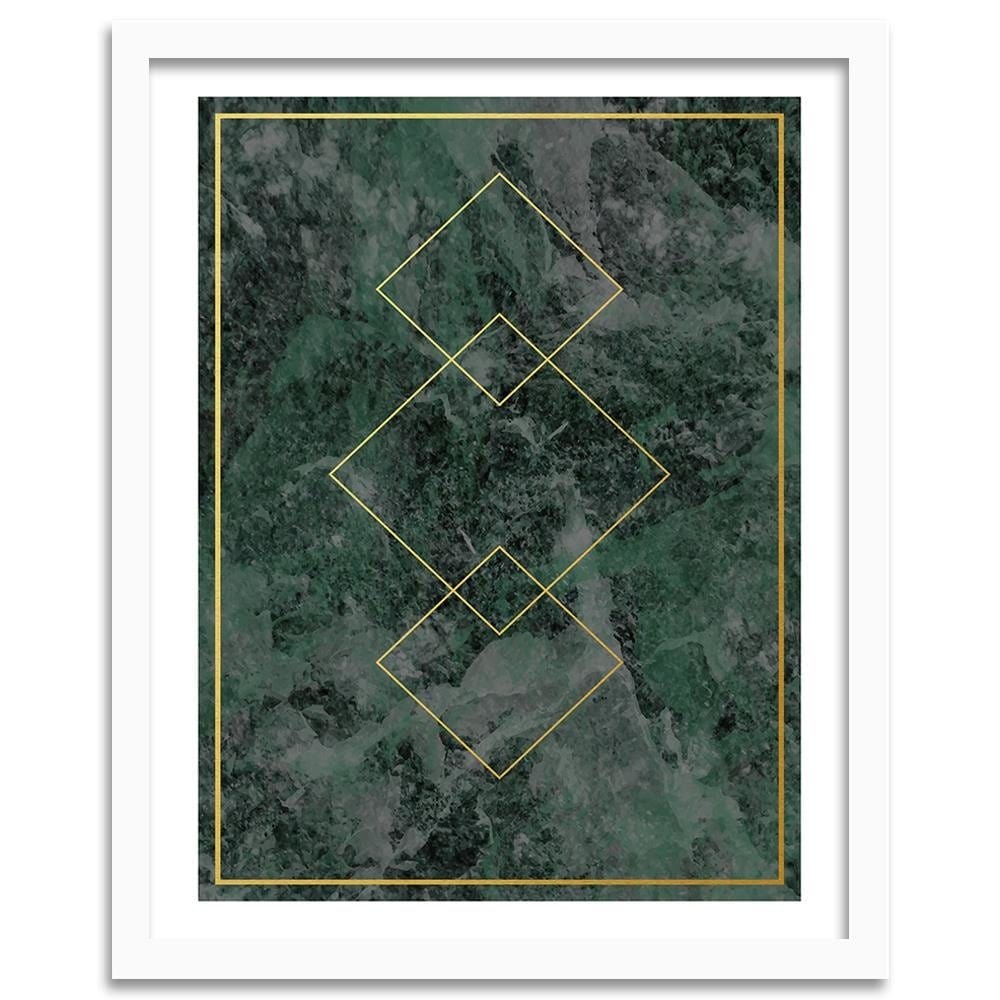 Glezna baltā rāmī - Gold Squares Home Trends DECO