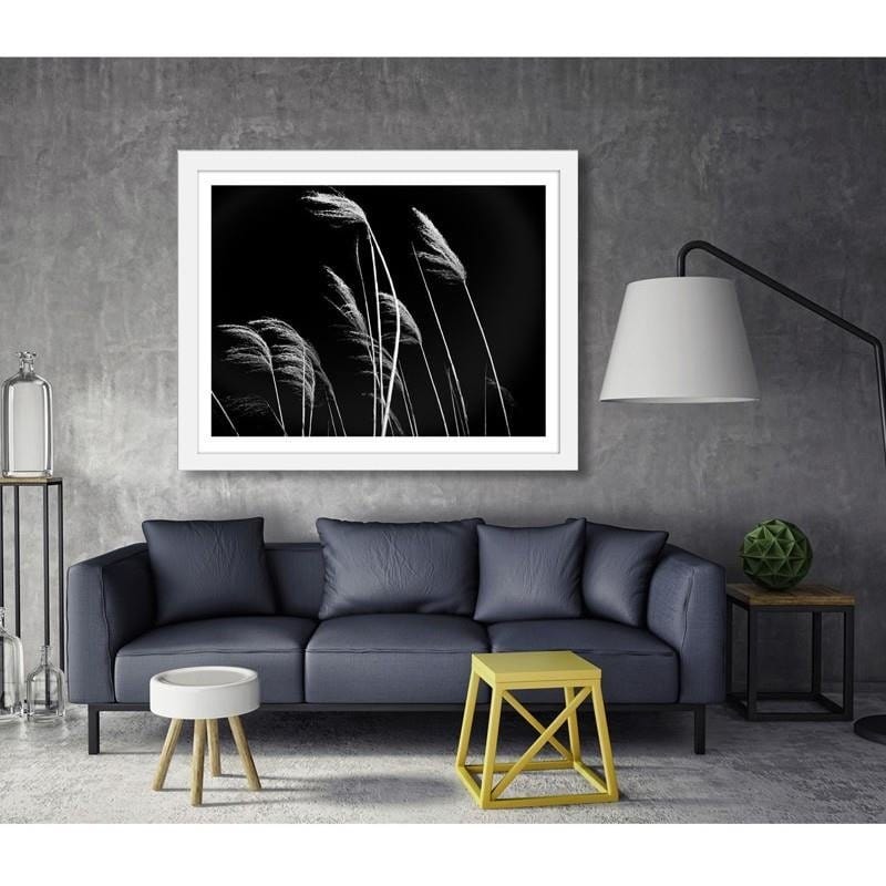 Glezna baltā rāmī - Grass in black and white Home Trends DECO