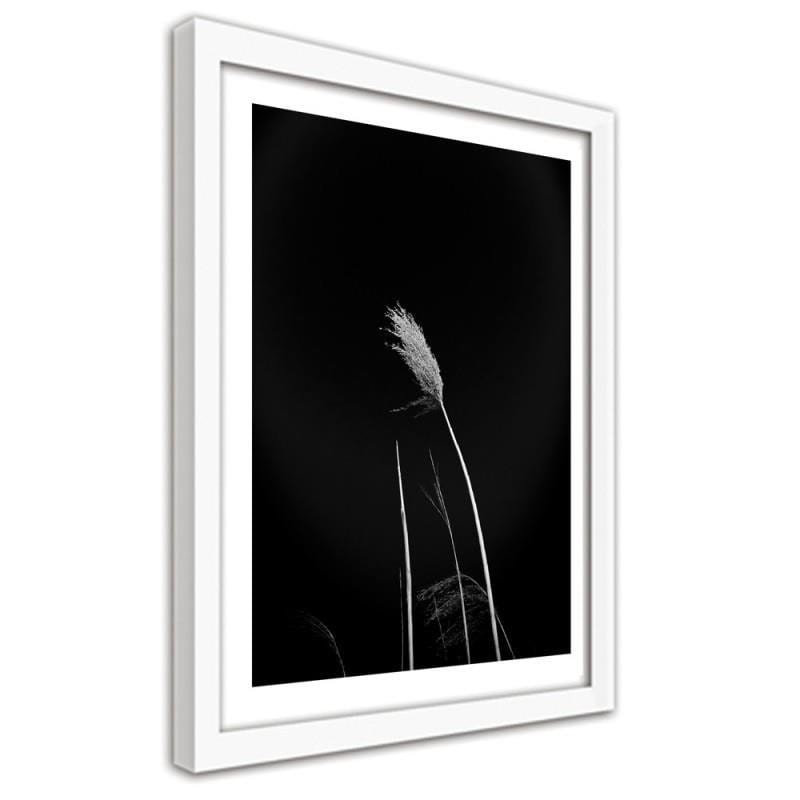 Glezna baltā rāmī - Grass on black background Home Trends DECO