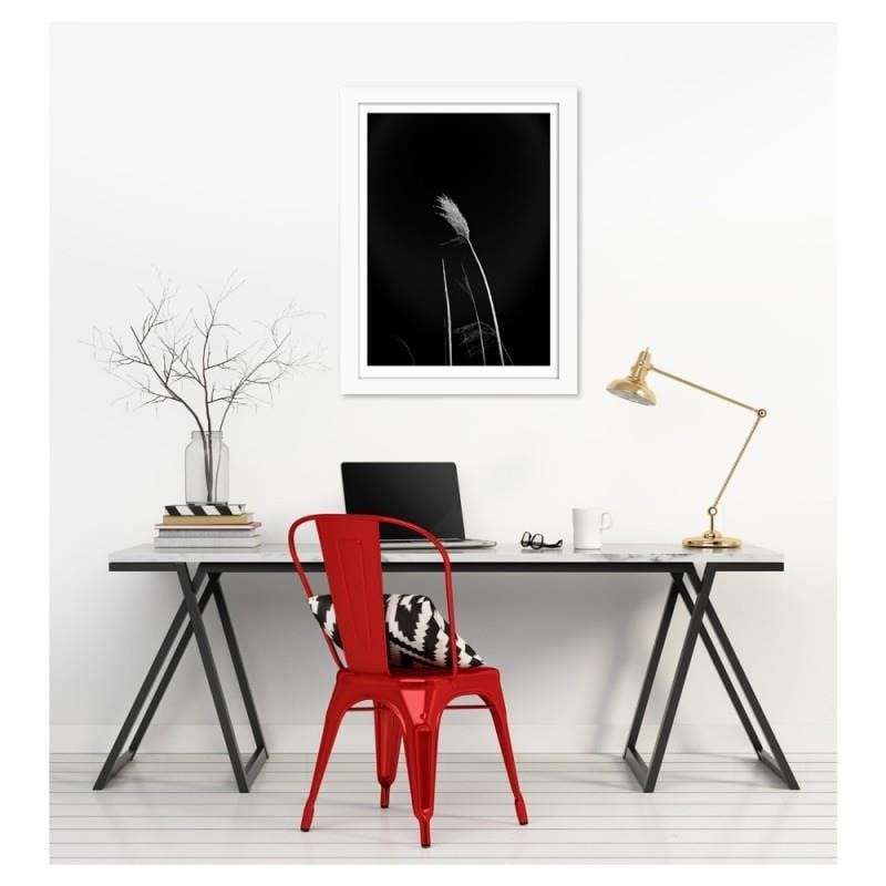 Glezna baltā rāmī - Grass on black background Home Trends DECO