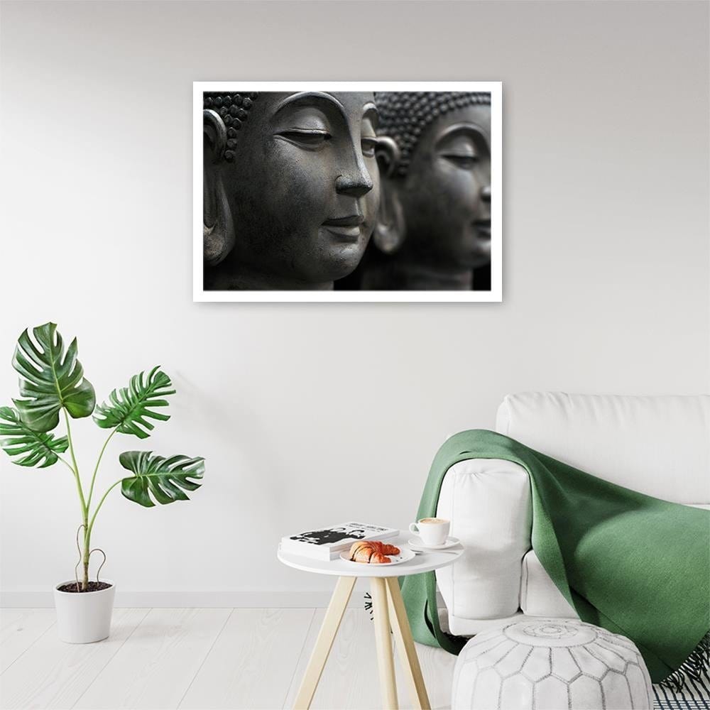 Glezna baltā rāmī - Gray Buddha Statue Home Trends DECO