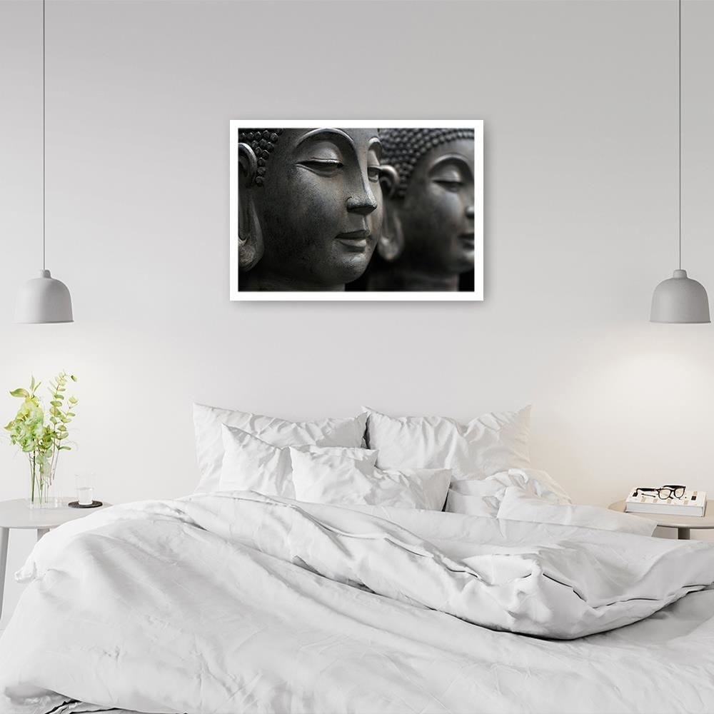 Glezna baltā rāmī - Gray Buddha Statue Home Trends DECO