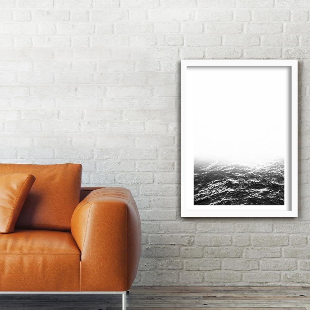 Glezna baltā rāmī - Gray Waves Home Trends DECO