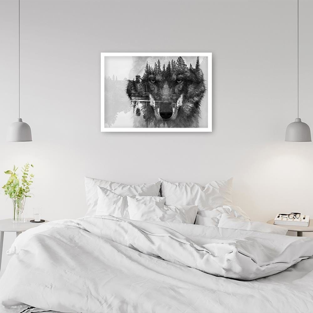 Glezna baltā rāmī - Gray Wolf Home Trends DECO