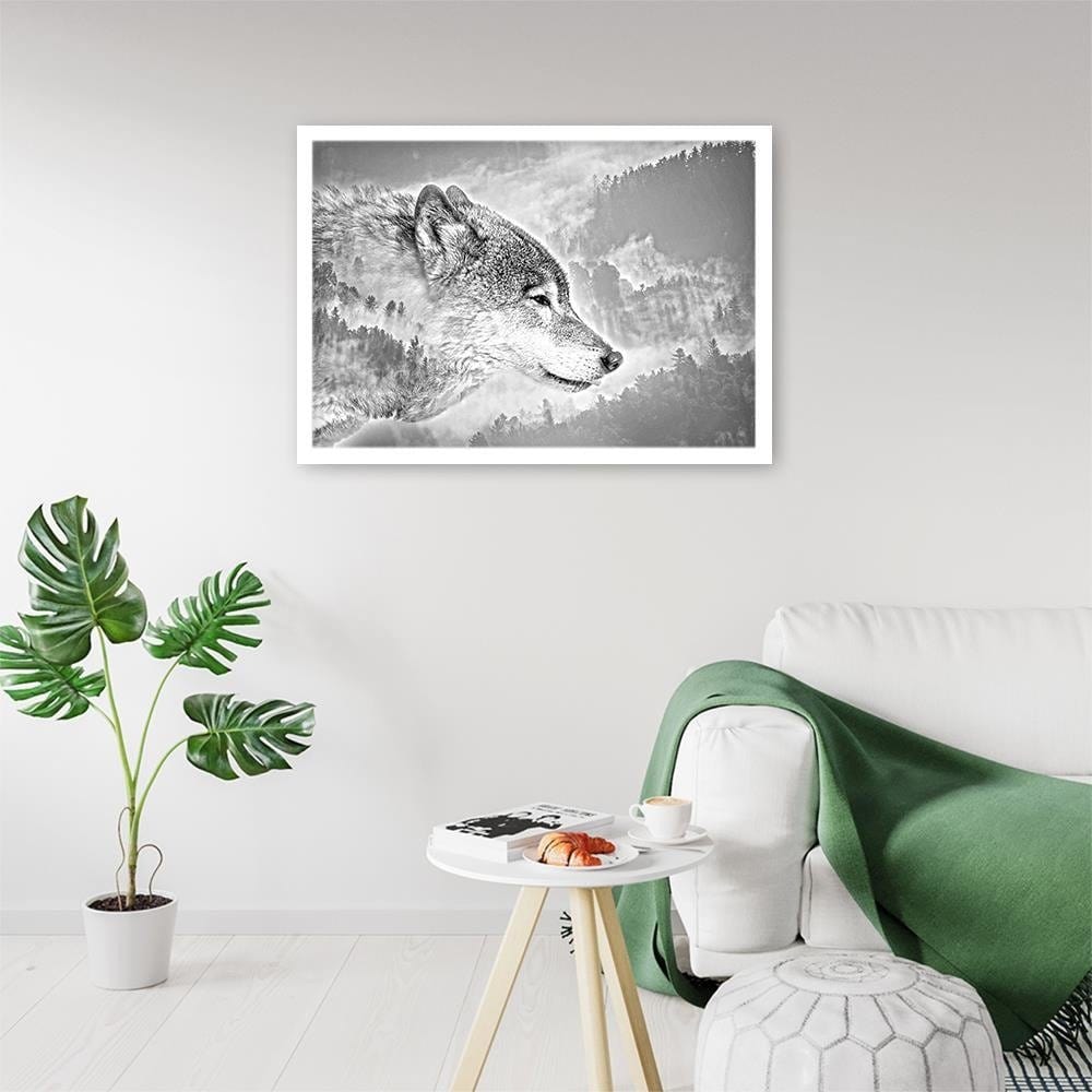 Glezna baltā rāmī - Gray Wolf Home Trends DECO
