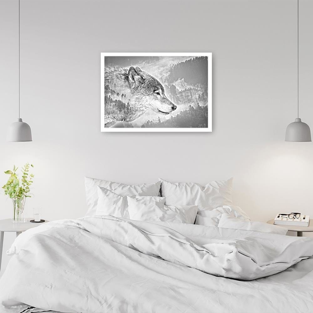 Glezna baltā rāmī - Gray Wolf Home Trends DECO