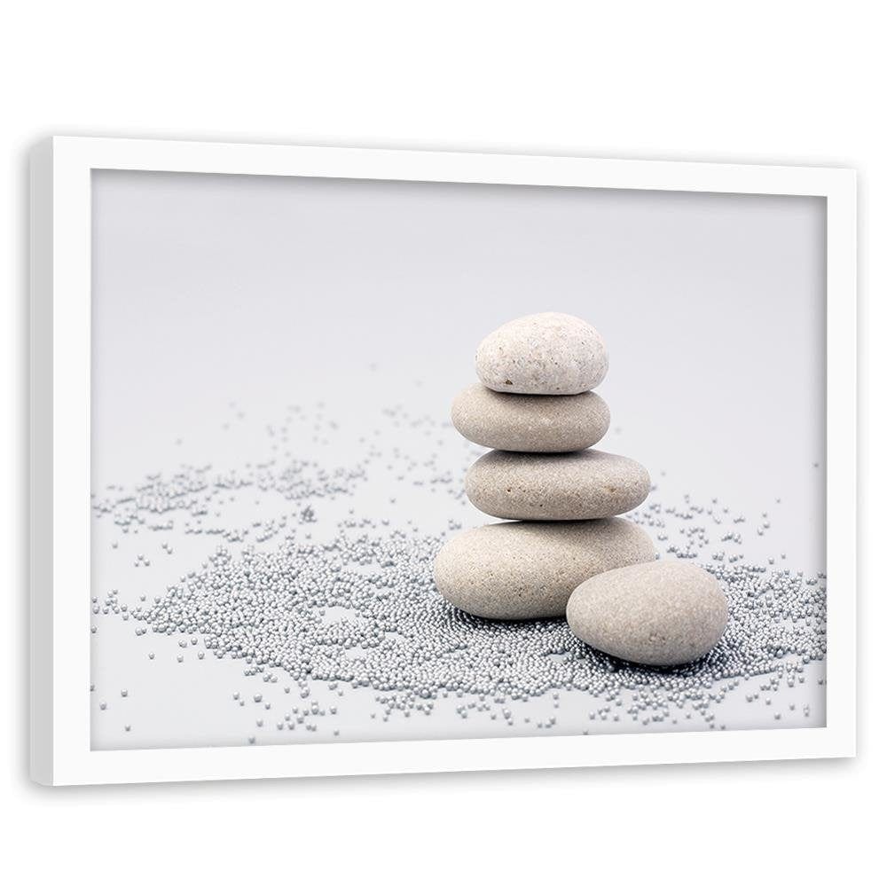 Glezna baltā rāmī - Gray Zen Stones Home Trends DECO