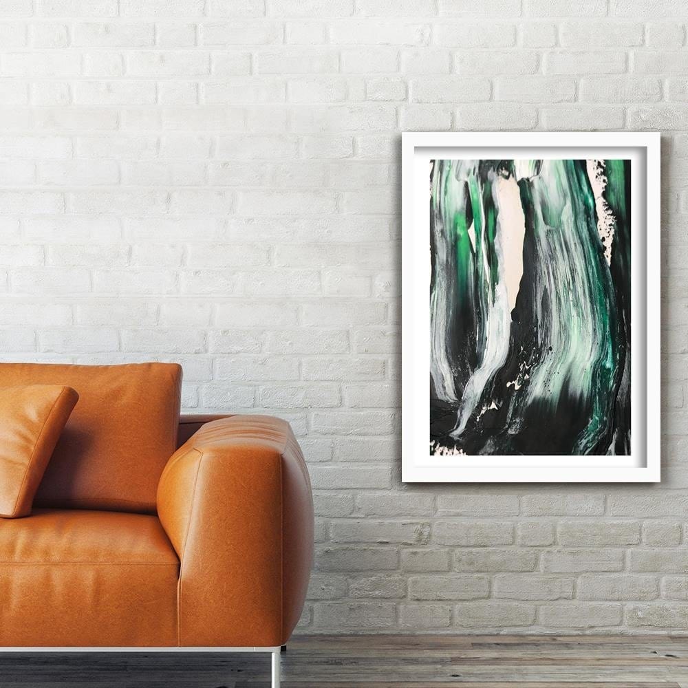 Glezna baltā rāmī - Green Abstraction  Home Trends DECO