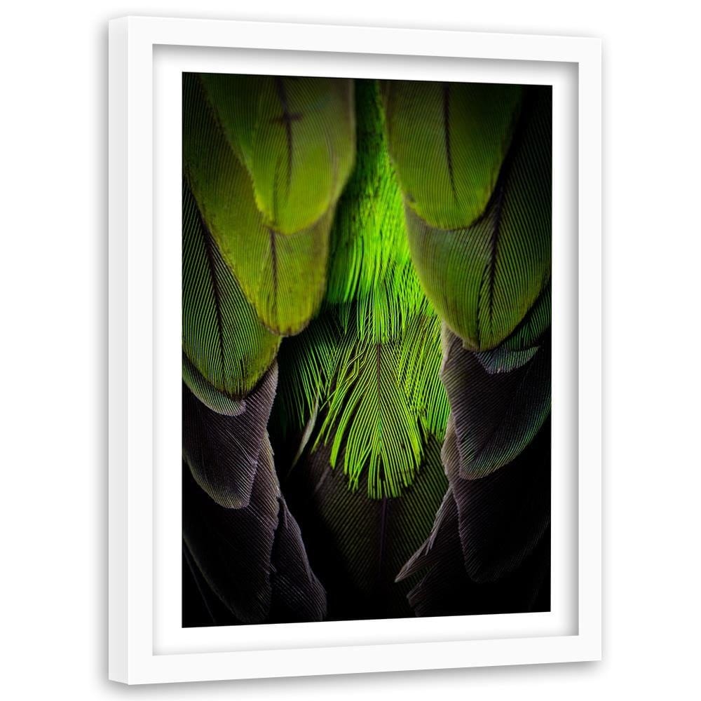 Glezna baltā rāmī - Green Feathers  Home Trends DECO